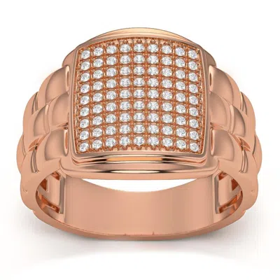 Pompeii3 1/4ct Pave Diamond Men's Wide Ring Lab Grown In White, Yellow, Or Rose Gold In Multi