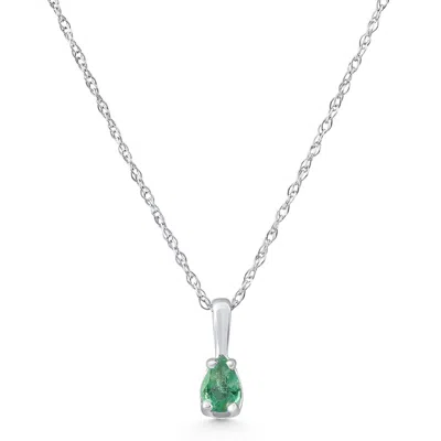 Pompeii3 1/4ct Peart Shape Emerald Cut Pendant 10k White Gold In Green