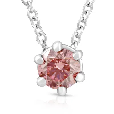 Pompeii3 1/4ct Pink Diamond Solitaire Floating Pendant 14k White Gold Lab Grown Necklace In Multi
