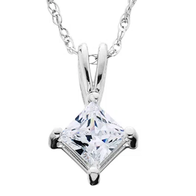 Pompeii3 1/4ct Princess Cut Solitaire Diamond Pendant 14k White Gold In Multi