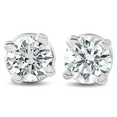 Pompeii3 1/4ct Round Diamond Studs 14k White Gold Brilliant Cut In Metallic
