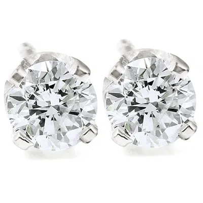 Pompeii3 1/4ct Round Diamond Studs Earrings 14k White Gold In Silver