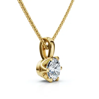 Pompeii3 1/4ct Round Solitaire Brilliant Cut Lab Grown Diamond Pendant 18" Necklace Ef/vs In Gold
