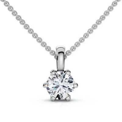 Pompeii3 1/4ct Round Solitaire Brilliant Cut Lab Grown Diamond Pendant 18" Necklace Ef/vs In White