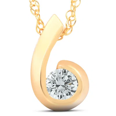 Pompeii3 1/4ct Solitaire Round Diamond Pendant 10k Yellow Gold In Multi