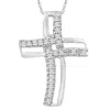 Pompeii3 1/4ct T. W. Diamond Cross 10k White Gold Pendant 18" Chain Necklace In Multi