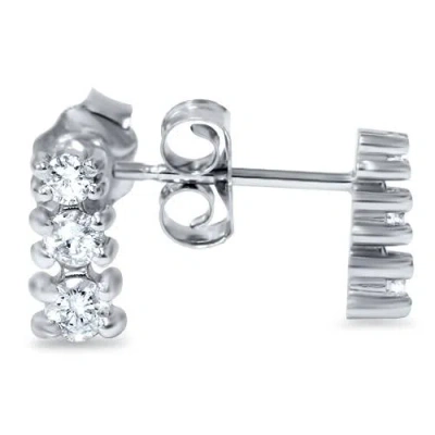 Pompeii3 1/4ct Three Stone Diamond Earrings 14k White Gold In Multi