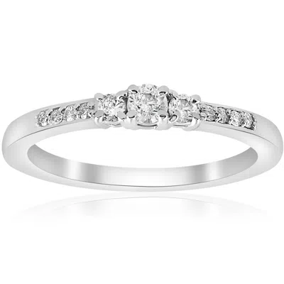 Pompeii3 1/4ct Three Stone Round Diamond Engagement Ring 14k White Gold In Multi