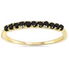 Pompeii3 1/4ct Treated Black Diamond Wedding Anniversary Guard Ring 14k Yellow Gold In Black