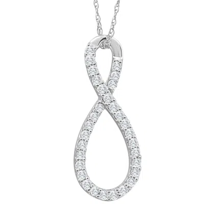 Pompeii3 1/4ct Tw Diamond Infinity Pendant 1" Tall Women's 10k White Gold Necklace In Multi