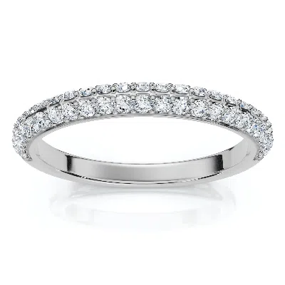 Pompeii3 1/4ct Tw Diamond Micro Pave Wedding Ring Stackable Band 14k Gold Lab Grown