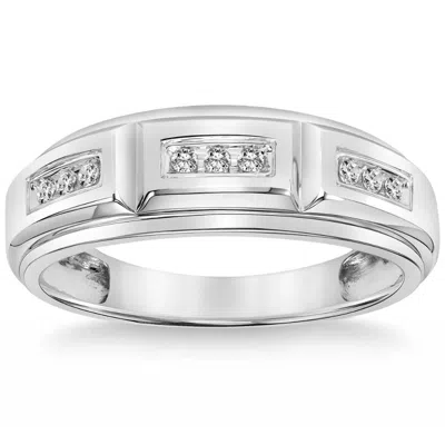 Pompeii3 1/4ct Tw Round Diamond Men's Nine Stone Wedding Ring High Polished Band 10k Gold In Multi