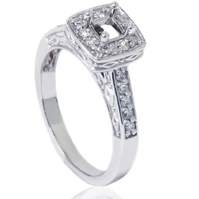 Pompeii3 1/4ct Vintage Semi Mount Engagement Ring 14k White Gold In Multi