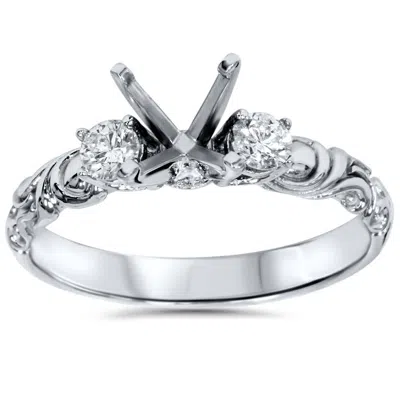 Pompeii3 1/4ct Vintage Style Engagement Ring Setting 14k White Gold Size Selectable In Burgundy