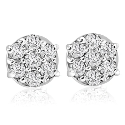Pompeii3 1/4cttw Diamond Cluster Womens Studs In 10k White Gold In Multi