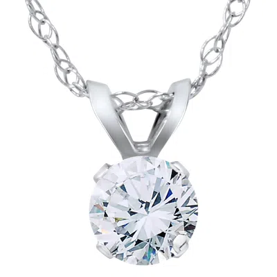 Pompeii3 14k 3/8ct Vs Solitaire Round Diamond Pendant Necklace In Multi