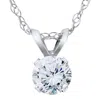 Pompeii3 14k 3/8ct Vs Solitaire Round Diamond Pendant Necklace In Silver