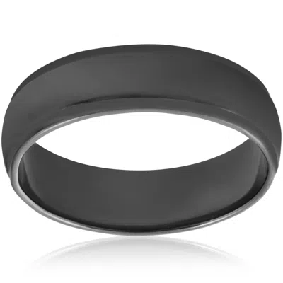 Pompeii3 14k Black Gold Mens 6mm High Polished Step Cut Wedding Band In Multi