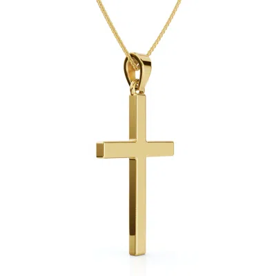 Pompeii3 14k Gold Polished Cross Pendant Necklace & 18" 14k Chain