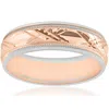 Pompeii3 14k Rose & White Gold Two Tone Mens 6mm Swiss Cut Wedding Band In Silver