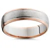 Pompeii3 14k Rose & White Gold Two Tone Mens Wedding Band In Silver