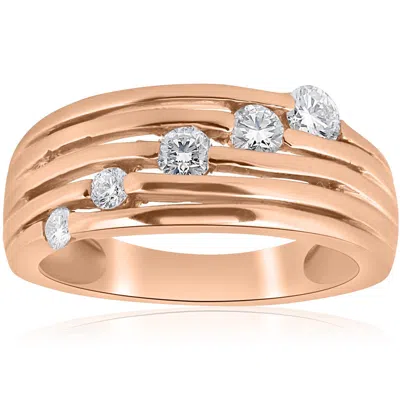 Pompeii3 14k Rose Gold 1/2ct Diamond Right Hand Journey Ring In Multi