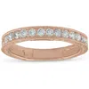 Pompeii3 14k Rose Gold 1/3ct Diamond Vintage Wedding Ring Scroll Pattern Stackable Band In Multi