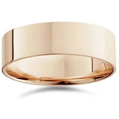 Pompeii3 14k Rose Gold 7mm Flat Comfort Fit Plain Wedding Band Size Selectable In Multi