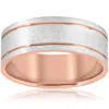 Pompeii3 14k Rose Gold 8mm Two Tone Flat Brushed Comfort Fit Mens Wedding Band In Multi