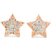 Pompeii3 14k Rose Gold Diamond Pave Petite Star Studs Dainty High Polished 6.5mm In Silver