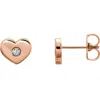 Pompeii3 14k Rose Gold Diamond Solitaire Heart Studs High Polished 7mm In Multi