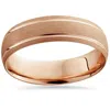 Pompeii3 14k Rose Gold Mens Brushed Double Line Wedding Band 6mm Wide Ring Size Selectable In Multi