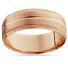 Pompeii3 14k Rose Gold Mens Brushed Milgrain Beveled Wedding Band 8mm Size Selectable In Multi