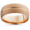 Pompeii3 14k Rose Gold Mens Brushed Single Groove Wedding Band 8mm Size Selectable In Multi