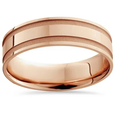 Pompeii3 14k Rose Gold Mens Grooved Wedding Band 6mm Size Selectable In Multi