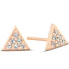 Pompeii3 14k Rose Gold Triangle Pave 1/10ct Diamond Spike Studs Womens Earrings In Multi