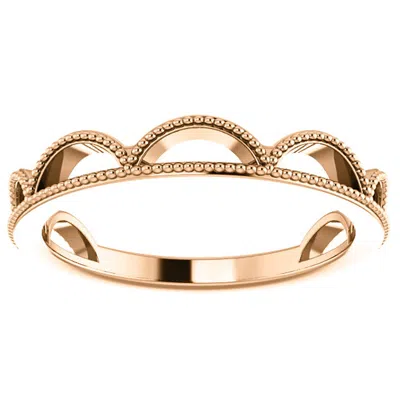 Pompeii3 14k Rose Gold Womens Crown Design 4mm Wedding Band Stackable Ring In Multi