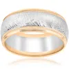Pompeii3 14k White & Yellow Gold Men's Comfort Wedding 8mm Two Tone Etched Two Tone Band In Multi