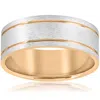 Pompeii3 14k White & Yellow Gold Two Tone Mens Comfort Fit 8mm Wedding Band In Silver