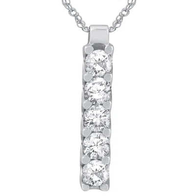 Pompeii3 14k White Gold 1 1/4ct Journey Genuine Diamond Pendant In Multi