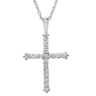 Pompeii3 14k White Gold 1/2ct Diamond Cross Pendant Necklace In Multi