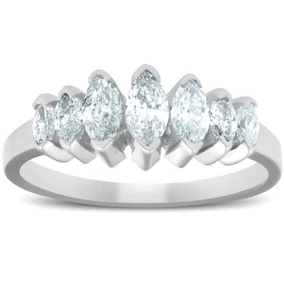 Pompeii3 14k White Gold 3/4ct Marquise Diamond Anniversary Ring In Multi