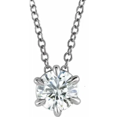 Pompeii3 14k White Gold 3/8ct Floating Solitaire Round Diamond Pendant Necklace In Multi