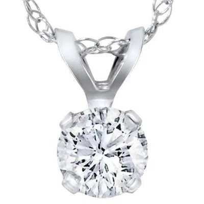 Pompeii3 14k White Gold 3/8ct Round Diamond Solitaire Pendant In Silver