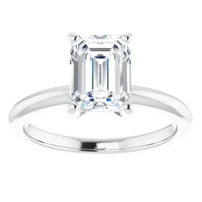 Pompeii3 14k White Gold Emerald Cut Solitaire Lab Grown Diamond Engagement Ring In Silver