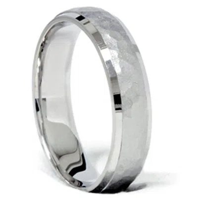 Pompeii3 14k White Gold Hammered Comfort Fit Wedding Ring Band Size Selectable In Multi