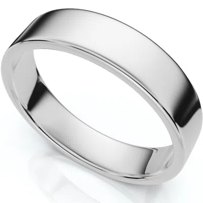 Pompeii3 14k White Gold Mens Flat Comfort Fit Plain Wedding Band Size Selectable In Silver