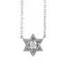 Pompeii3 14k White Gold Star Of David Diamond Solitaire Pendant 18" Necklace In Multi