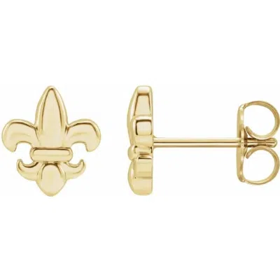 Pompeii3 14k White Or Yellow Fleur-de-lis Earrings In Gold