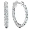 Pompeii3 14k White Or Yellow Gold 1ct Tw Round Natural Diamond Hoops 1" Tall In Silver
